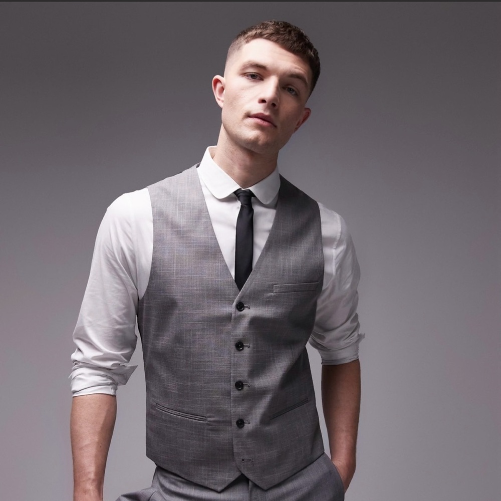 Topman Charcoal Gray Suit Vest